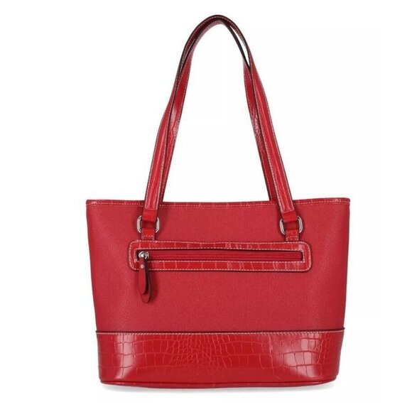 GIANI BERNINI Saffiano faux-leather croc embossed women's tote bag- RED - Picture 13 of 13